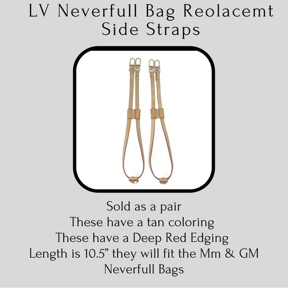 Louis Vuitton Neverfull Vachetta Leather Replacement Side Strap cinches sides - Picture 2 of 10